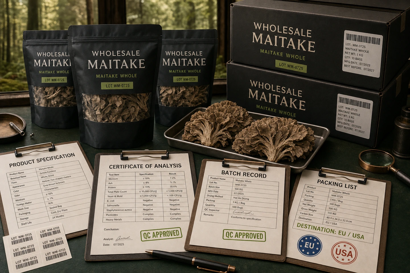 Batch Documentation for a Maitake Wholesale Order - professional Maitake wholesale visual